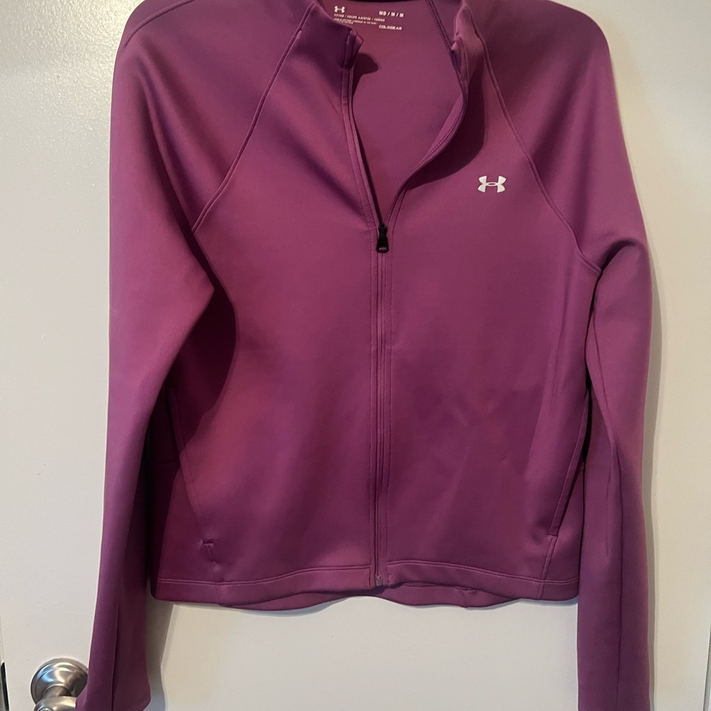 Under Armour M Women’s Long Sleeve Sweatshirt Fuchsia Full-Zip Cold gear Jacket